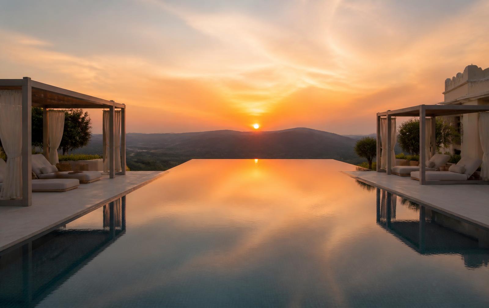 Infinity pool at sunset